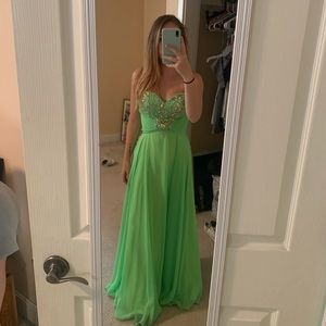 Lime green prom dress with beading